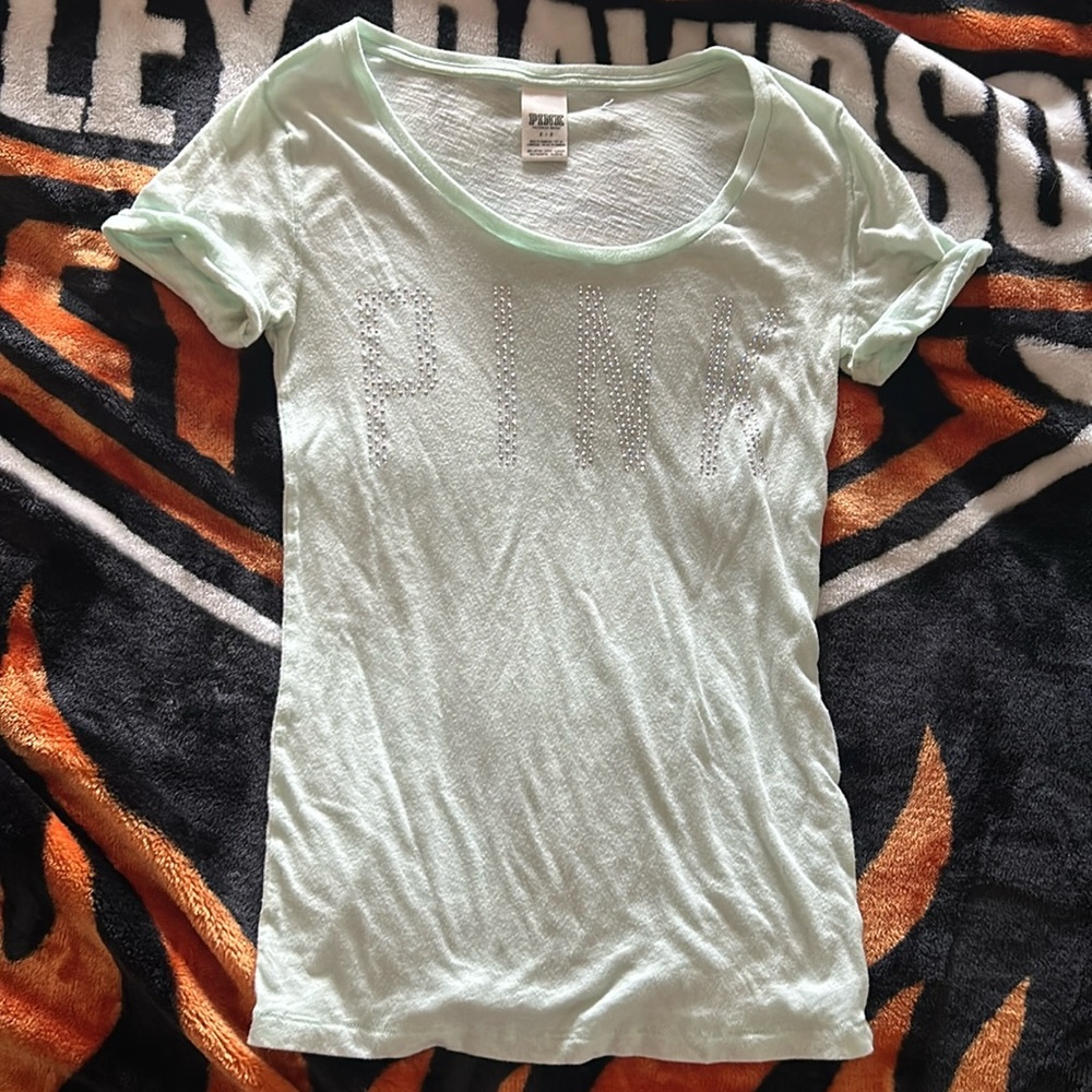 Light Mint Short-Sleeve Women's Tee with Stud Detail